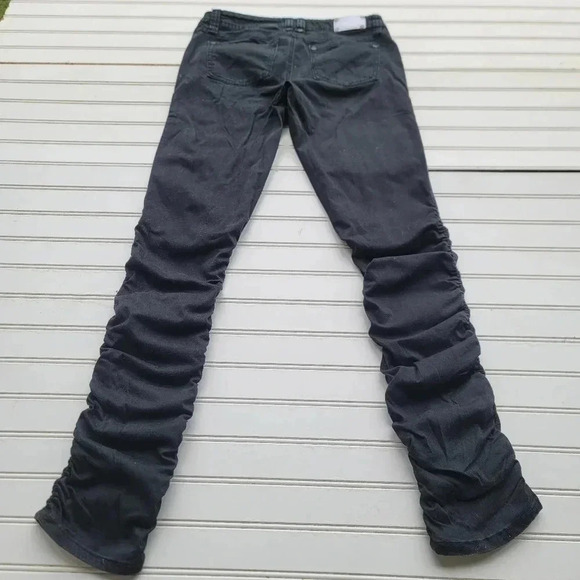 Zana Di Jeans Womens Rutched Leg Skinny Denim Jeans Black Juniors 29x32 Sz 9 - Picture 4 of 9